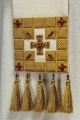 Ręcznie zdobiona stuła ecru z kamieniami naturalnymi - HM/2011/05/71 - HAF HM/2011/05/71 - Dewocjonalia P.H. Jakóbczak - Katolicki sklep liturgiczny i hurtownia