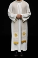 Aksamitna stuła kapłańska ecru z haftowanym krzyżem - LE/2029/05 - HAF LE/2029/05 - Dewocjonalia P.H. Jakóbczak - Katolicki sklep liturgiczny i hurtownia