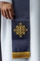 Aksamitna stuła kapłańska fioletowa z haftowanym krzyżem - LE/2029/03 - HAF LE/2029/03 - Dewocjonalia P.H. Jakóbczak - Katolicki sklep liturgiczny i hurtownia