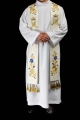 Stuła kapłańska ecru z haftem maryjnym - LE/2045/05 - HAF LE/2045/05 - Dewocjonalia P.H. Jakóbczak - Katolicki sklep liturgiczny i hurtownia