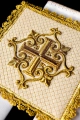 Aksamitny komplet bielizny kielichowej ecru z haftowanym krzyżem - LE/5029/C4 - HAF LE/5029/C4 - Dewocjonalia P.H. Jakóbczak - Katolicki sklep liturgiczny i hurtownia