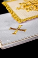 Aksamitny komplet bielizny kielichowej ecru z haftowanym krzyżem - LE/5029/C4 - HAF LE/5029/C4 - Dewocjonalia P.H. Jakóbczak - Katolicki sklep liturgiczny i hurtownia