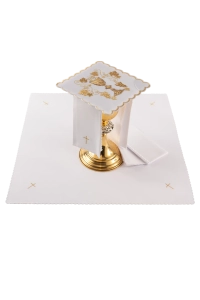 Biały bawełniany komplet bielizny kielichowej z haftem kielicha eucharystycznego - KDT/5020/04