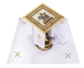 Biały bawełniany komplet bielizny kielichowej z haftem Baranka Bożego i krzyża - S-5572 - HAF S-5572 - Dewocjonalia P.H. Jakóbczak - Katolicki sklep liturgiczny i hurtownia