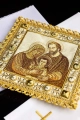Biały bawełniany komplet bielizny kielichowej z wizerunkiem Świętej Rodziny - S-5575 - HAF S-5575 - Dewocjonalia P.H. Jakóbczak - Katolicki sklep liturgiczny i hurtownia