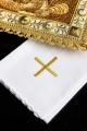 Biały bawełniany komplet bielizny kielichowej z wizerunkiem Świętej Rodziny - S-5575 - HAF S-5575 - Dewocjonalia P.H. Jakóbczak - Katolicki sklep liturgiczny i hurtownia