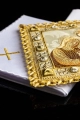 Biały bawełniany komplet bielizny kielichowej z wizerunkiem Świętej Rodziny - S-5575 - HAF S-5575 - Dewocjonalia P.H. Jakóbczak - Katolicki sklep liturgiczny i hurtownia