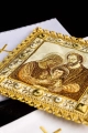 Biały bawełniany komplet bielizny kielichowej z wizerunkiem Świętej Rodziny - S-5575 - HAF S-5575 - Dewocjonalia P.H. Jakóbczak - Katolicki sklep liturgiczny i hurtownia