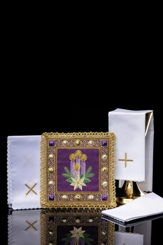 Fioletowy bawełniany komplet bielizny kielichowej z haftem kielicha eucharystycznego - S-5576/03 - HAF S-5576/03 - Dewocjonalia P.H. Jakóbczak - Katolicki sklep liturgiczny i hurtownia