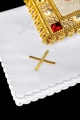 Biały bawełniany komplet bielizny kielichowej z haftem Trzech Świętych Serc - S-5577 - HAF S-5577 - Dewocjonalia P.H. Jakóbczak - Katolicki sklep liturgiczny i hurtownia