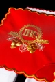 Czerwony komplet bielizny kielichowej z haftem IHS - KDT/5024/02 - HAF KDT/5024/02 - Dewocjonalia P.H. Jakóbczak - Katolicki sklep liturgiczny i hurtownia