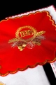 Czerwony komplet bielizny kielichowej z haftem IHS - KDT/5024/02 - HAF KDT/5024/02 - Dewocjonalia P.H. Jakóbczak - Katolicki sklep liturgiczny i hurtownia