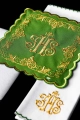 Zielony komplet bielizny kielichowej z haftem IHS - KDT/5025/01 - HAF KDT/5025/01 - Dewocjonalia P.H. Jakóbczak - Katolicki sklep liturgiczny i hurtownia