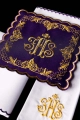 Fioletowy komplet bielizny kielichowej z haftem IHS i kielichem eucharystycznym - KDT/5025/03 - HAF KDT/5025/03 - Dewocjonalia P.H. Jakóbczak - Katolicki sklep liturgiczny i hurtownia