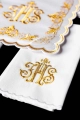 Biały komplet bielizny kielichowej z haftem IHS i kielichem eucharystycznym - KDT/5025/04 - HAF KDT/5025/04 - Dewocjonalia P.H. Jakóbczak - Katolicki sklep liturgiczny i hurtownia