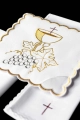 Biały komplet bielizny kielichowej z haftem IHS, kielichem, winoroślą i krzyżem - KDT/5026/04 - HAF KDT/5026/04 - Dewocjonalia P.H. Jakóbczak - Katolicki sklep liturgiczny i hurtownia