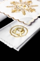 Biały komplet bielizny kielichowej z haftem Alfa i Omega - KDT/5031/04 - HAF KDT/5031/04 - Dewocjonalia P.H. Jakóbczak - Katolicki sklep liturgiczny i hurtownia
