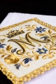 Biały komplet bielizny kielichowej z haftem maryjnym - LE/5045 - HAF LE/5045 - Dewocjonalia P.H. Jakóbczak - Katolicki sklep liturgiczny i hurtownia