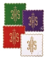 Zestaw palek kielichowych z symbolem IHS w czterech kolorach liturgicznych - KPA4/029 - HAF KPA4/029 - Dewocjonalia P.H. Jakóbczak - Katolicki sklep liturgiczny i hurtownia