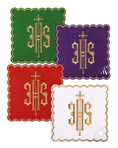 Zestaw palek kielichowych z symbolem IHS w czterech kolorach liturgicznych - KPA4/029