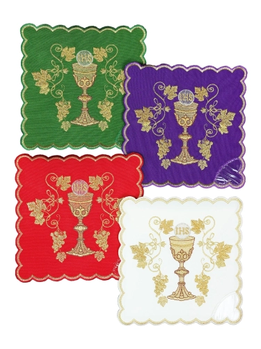 056ce149522629b08e7861fe97e6c9b7 Zestaw palek liturgicznych w czterech kolorach z kielichem i haftem IHS - KPA4/166
