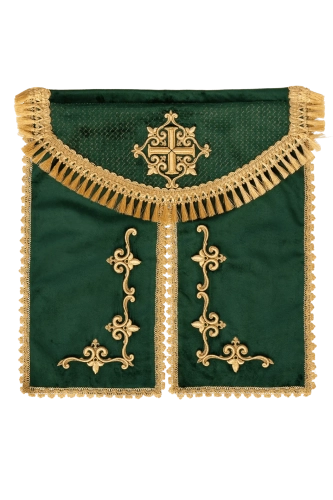 Aksamitna zielona zasłonka na tabernakulum - LE/9629/01 - HAF LE/9629/01 - Dewocjonalia P.H. Jakóbczak - Katolicki sklep liturgiczny i hurtownia