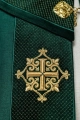 Kapa liturgiczna zielona z aksamitnym pasem i haftowanym krzyżem - LE/3029/01 - HAF LE/3029/01 - Dewocjonalia P.H. Jakóbczak - Katolicki sklep liturgiczny i hurtownia