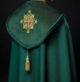Kapa liturgiczna zielona z aksamitnym pasem i haftowanym krzyżem - LE/3029/01 - HAF LE/3029/01 - Dewocjonalia P.H. Jakóbczak - Katolicki sklep liturgiczny i hurtownia