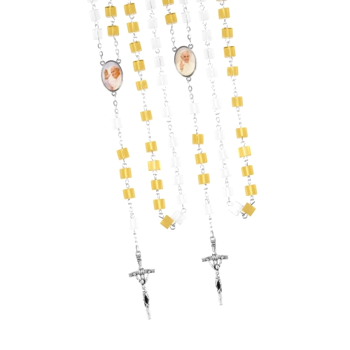 Różaniec szklany - Jan Paweł II - Papież Franciszek - JS R387-3JP - Dewocjonalia P.H. Jakóbczak - Katolicki sklep liturgiczny i hurtownia