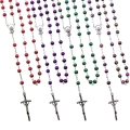Różaniec - szkło - 6 mm - marmurek - MIX - pudełko - JS R293 - Dewocjonalia P.H. Jakóbczak - Katolicki sklep liturgiczny i hurtownia