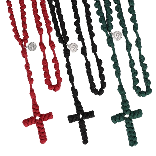 Różaniec - linka paracord - 9 mm - św. Benedykt - MIX - JS R1582 - Dewocjonalia P.H. Jakóbczak - Katolicki sklep liturgiczny i hurtownia
