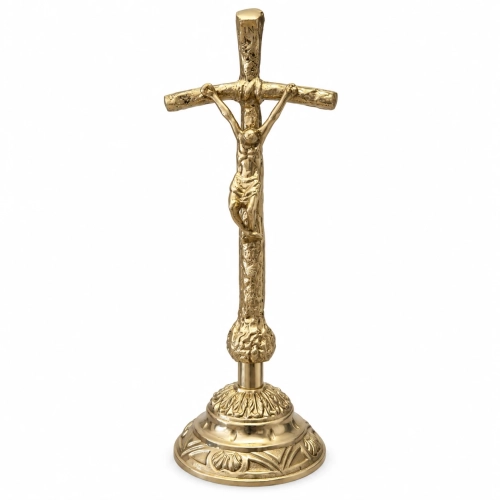 Krzyż ołtarzowy (Papieski) - mosiężny - JM K-27 - Dewocjonalia P.H. Jakóbczak - Katolicki sklep liturgiczny i hurtownia