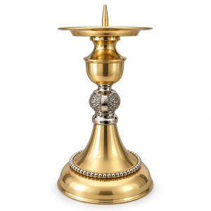 Lichtarz ołtarzowy z ozdobnym trzonem 24 cm