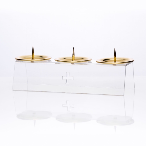 Lichtarz potrójny z pleksi - 3571 - Dewocjonalia P.H. Jakóbczak - Katolicki sklep liturgiczny i hurtownia