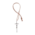Naszyjnik - krzyżyk papieski - metal - rzemyk - JS K3020 - Dewocjonalia P.H. Jakóbczak - Katolicki sklep liturgiczny i hurtownia