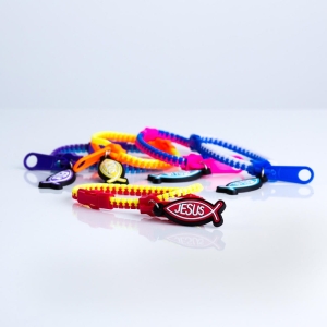 Bransoletka zamek - rybka JESUS - mix kolorów