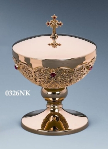 Puszka śr,12 niska - czerwone kamienie w koszyczku