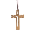 Naszyjnik - krzyżyk - JESUS - drewno - rzemyk - JS WD152 - Dewocjonalia P.H. Jakóbczak - Katolicki sklep liturgiczny i hurtownia