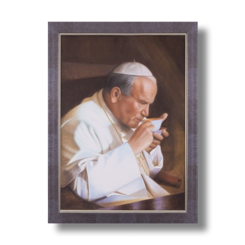 905eb8dba7a5fab4cda712c1b399516b.jpg Św. Jan Paweł II - ręcznie malowany obraz - rama