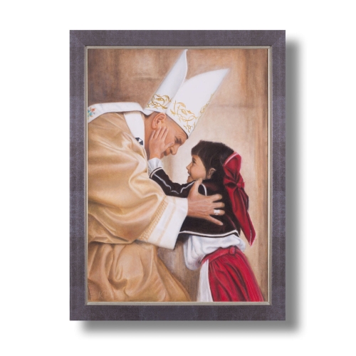 5ec2038c31753d416d084e88ec2fedc7.jpg Św. Jan Paweł II - ręcznie malowany obraz - rama