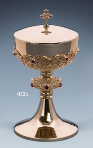 Puszka śr,12 - nodus ażur, czerwone kamienie w koszyczku