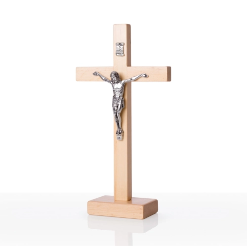 Krzyż z drewna bukowego klasyczny z podstawką - LSA C21 - Dewocjonalia P.H. Jakóbczak - Katolicki sklep liturgiczny i hurtownia