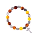 Bransoletka - dziesiątek różańca - bursztyn syntetyczny - św. Benedykt - JS BC864 - Dewocjonalia P.H. Jakóbczak - Katolicki sklep liturgiczny i hurtownia