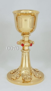 Kielich neogotycki - czara tulipan podst, śr,140 nodus koszyczek, h - 24,5cm
