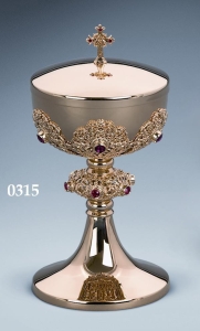 Puszka śr,12 - nodus ażur, kamienie czerwone w koszyczku