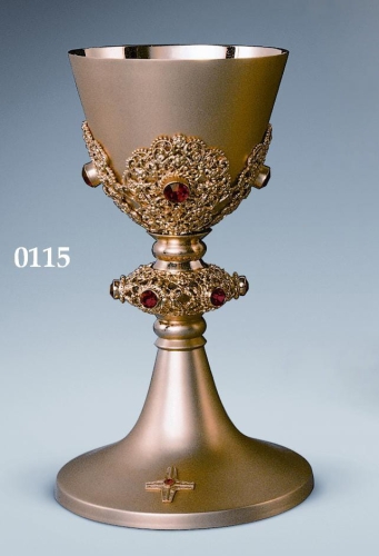 Kielich - nodus ażur, kamienie czerwone - DOB 0115 - Dewocjonalia P.H. Jakóbczak - Katolicki sklep liturgiczny i hurtownia