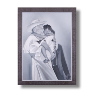 Św. Jan Paweł II - ręcznie malowany obraz - rama