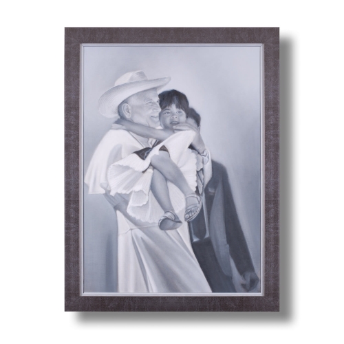 16a4e05cc6edd8b109eb1efcb374dcff.jpg Św. Jan Paweł II - ręcznie malowany obraz - rama