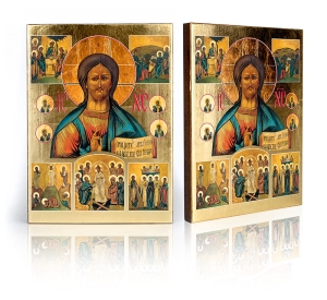 Ikona Religijna Jezus Chrystus Pantokrator oraz sceny z życia