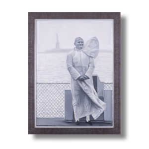 Św. Jan Paweł II - ręcznie malowany obraz - rama